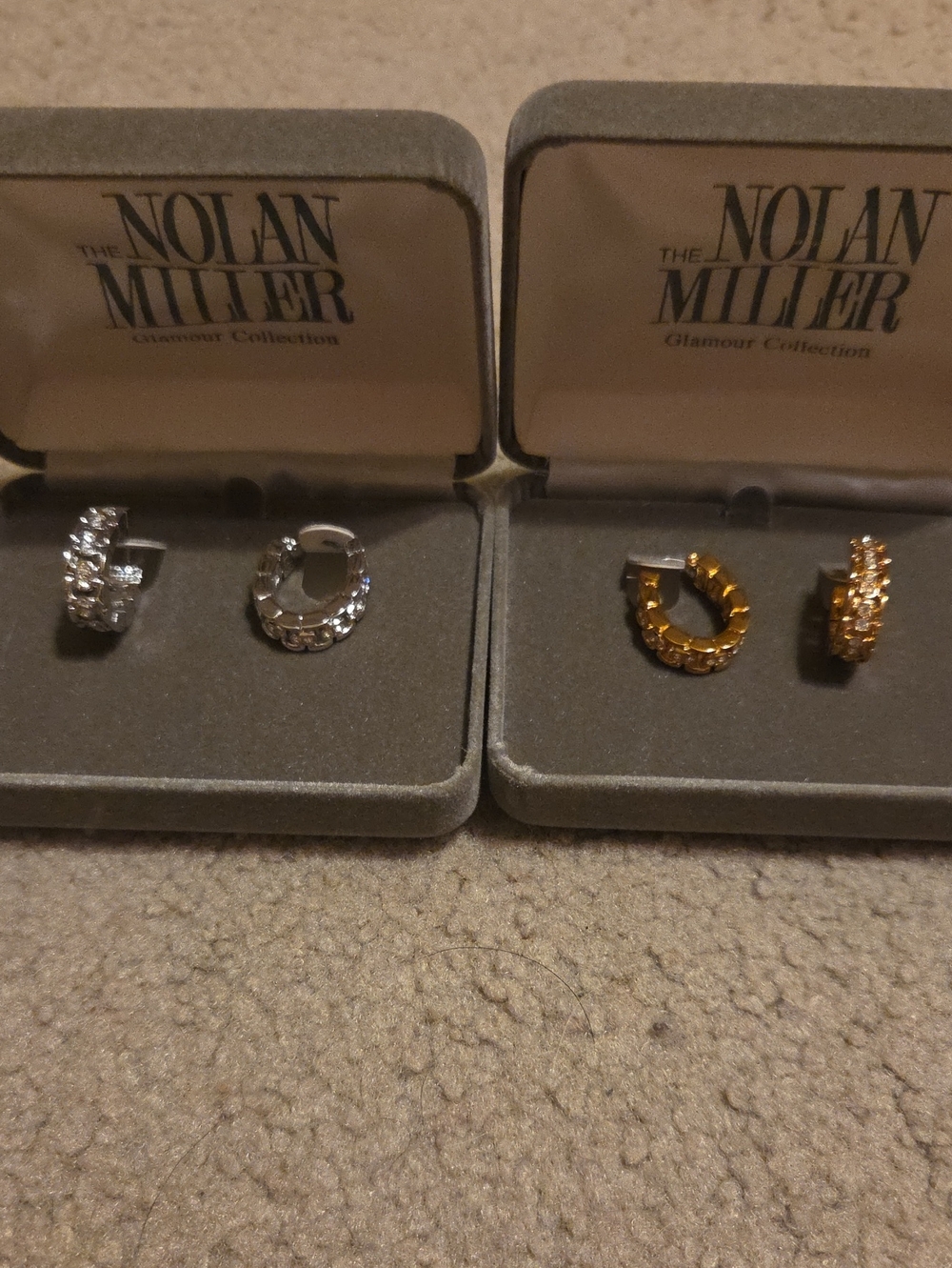Nolan Miller Gold and Silver Pavé Panther Hoop Earrings